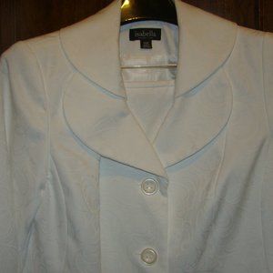 Women, 2 pc, 3 button suit, sz 14W, White, skirt 32"